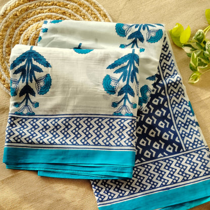 Bagru Print Mul mul Cotton Saree