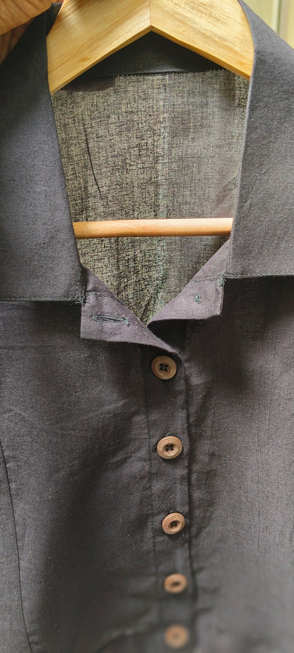 BLACK COTTON PLAIN BLOUSE